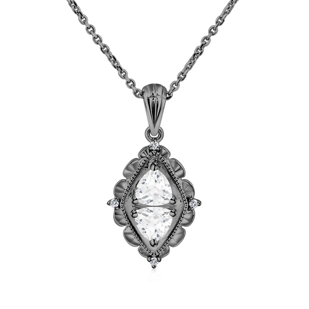 White Topaz Two Stone Necklace - LUO Jewelry #metal_black finish sterling silver