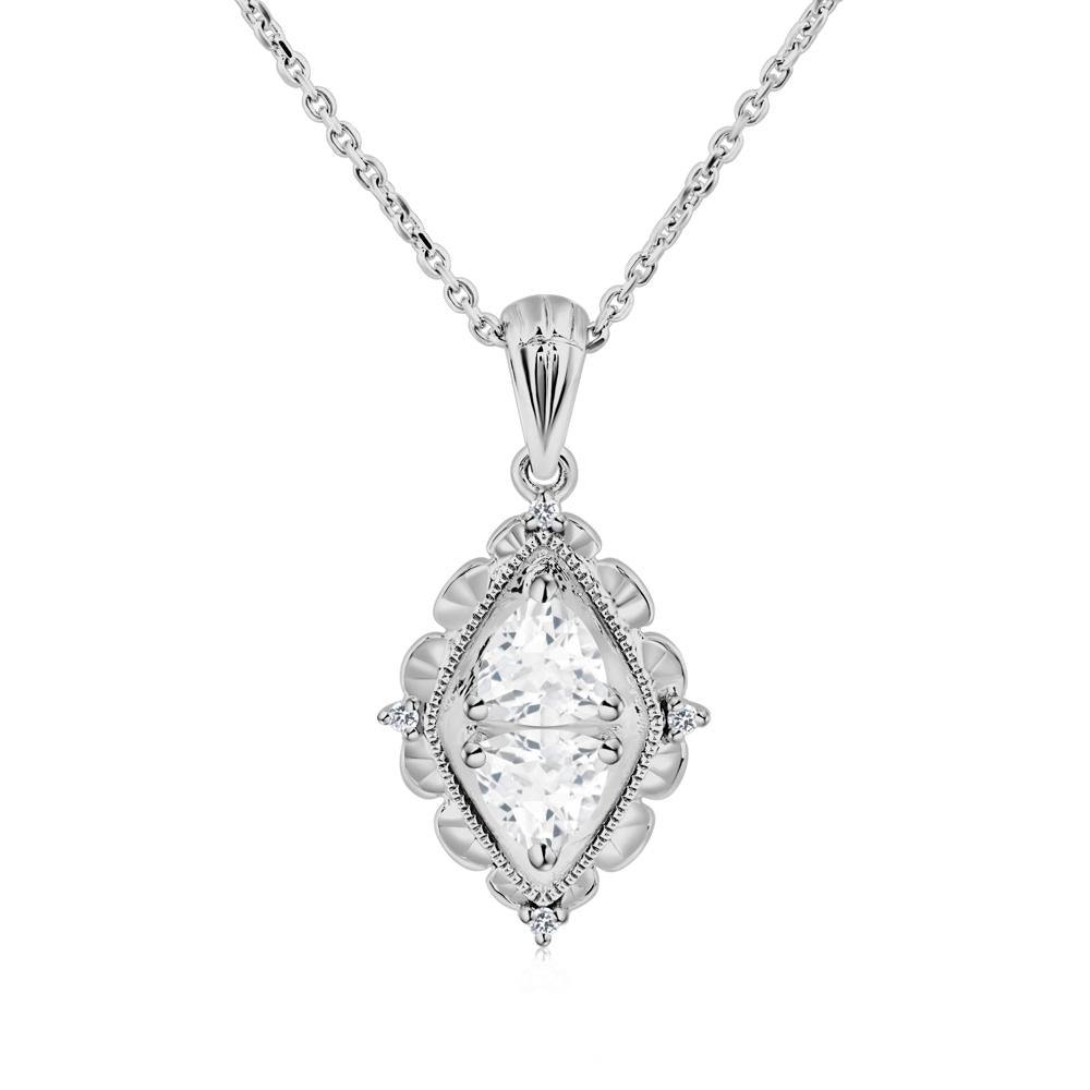 White Topaz Two Stone Necklace - LUO Jewelry #metal_platinum