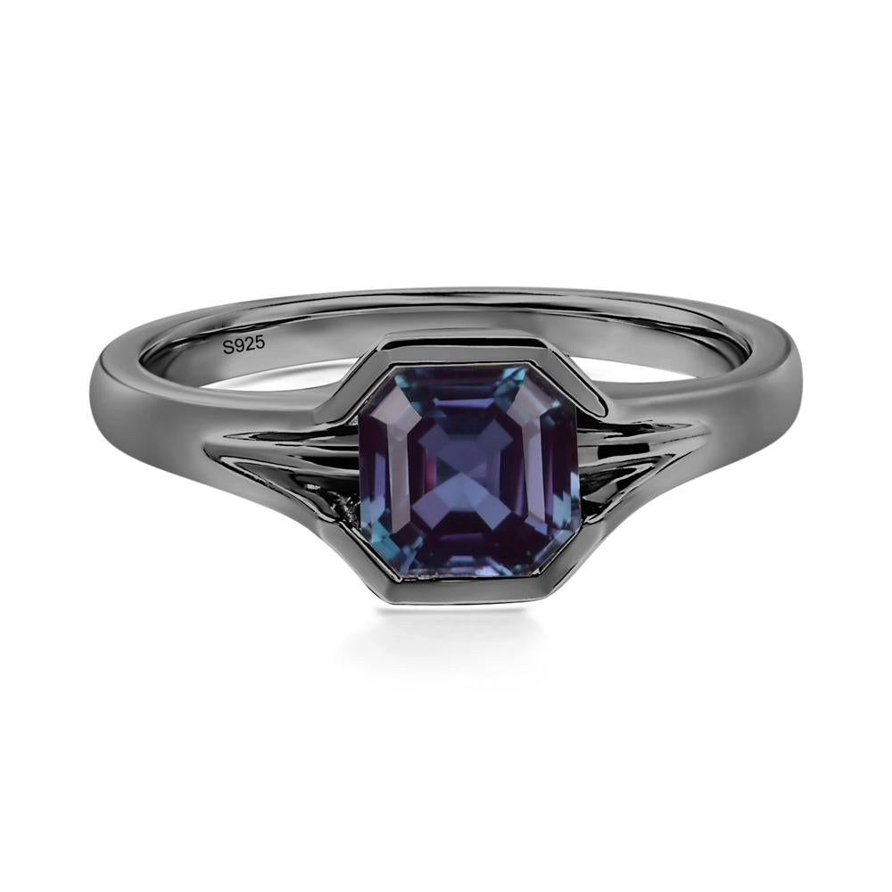 Asscher Cut Alexandrite Ring - LUO Jewelry #metal_black finish sterling silver