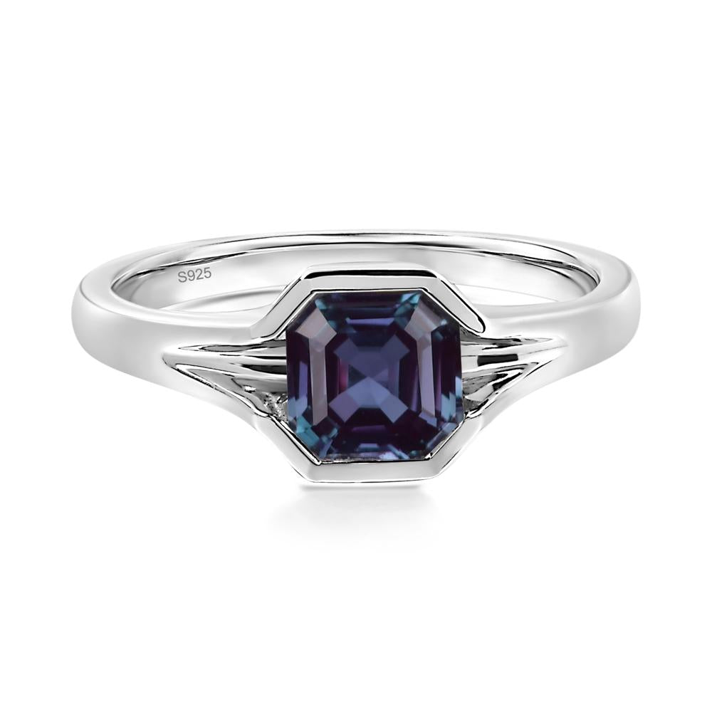 Asscher Cut Alexandrite Ring - LUO Jewelry #metal_sterling silver