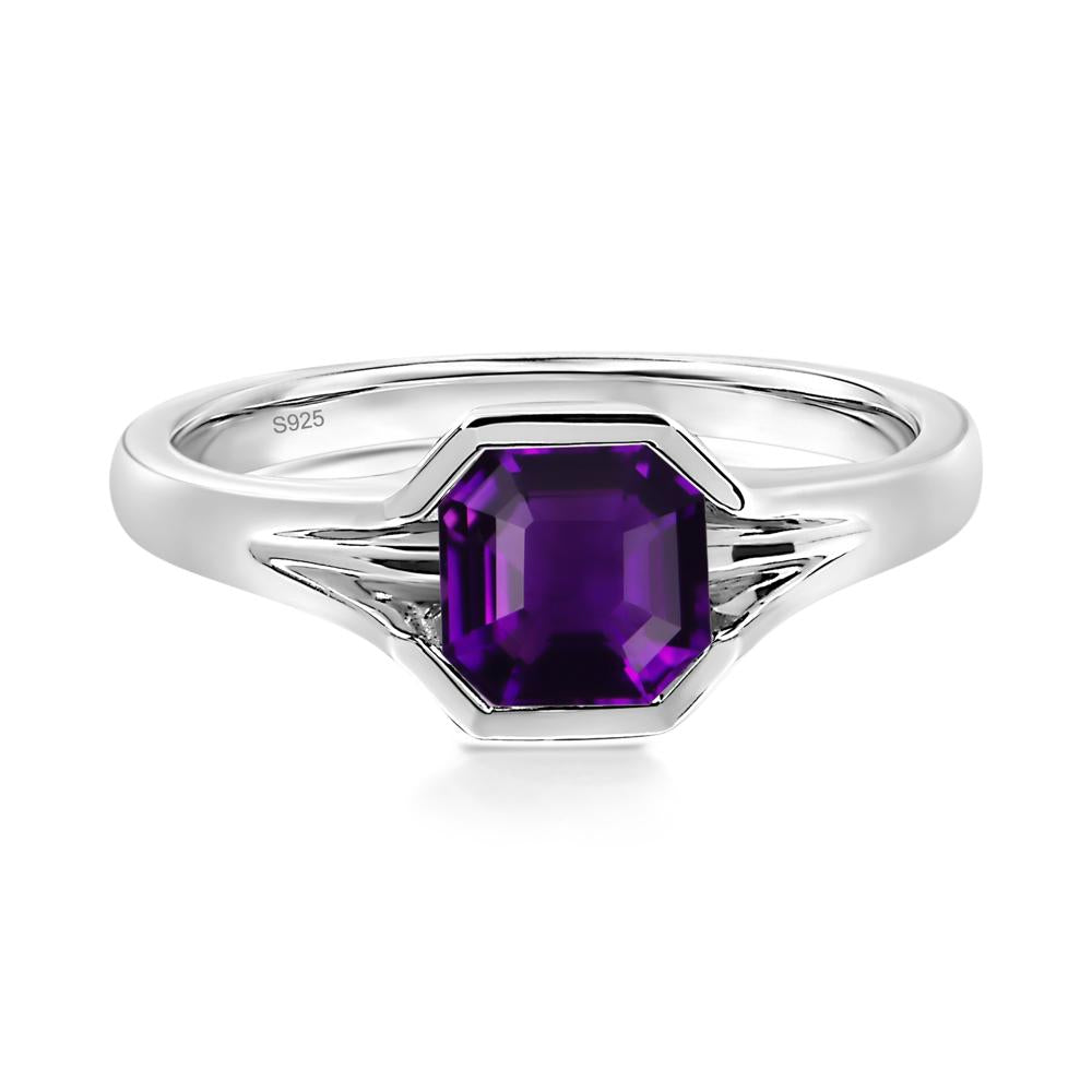 Amethyst Bezel Set Engagement Ring - LUO Jewelry #metal_sterling silver