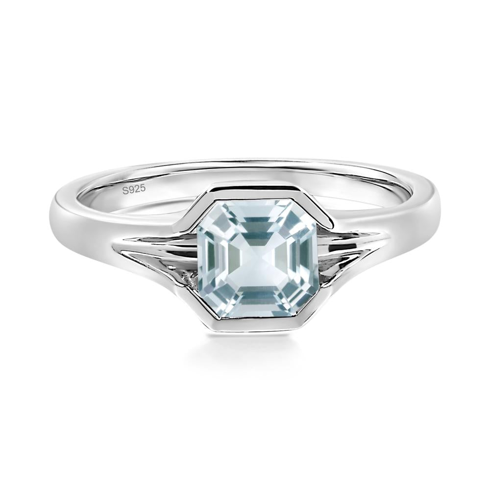 Aquamarine Bezel Engagement Ring - LUO Jewelry #metal_sterling silver