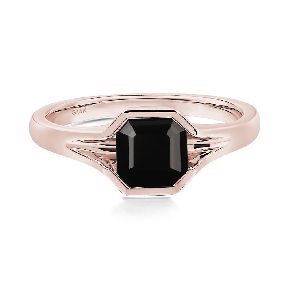 Asscher Cut Black Spinel Ring - LUO Jewelry #metal_14k rose gold