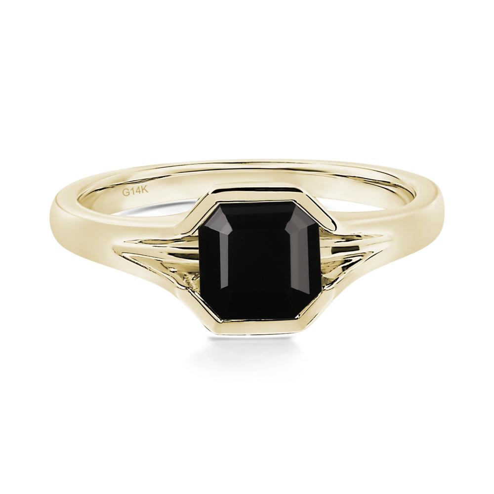 Asscher Cut Black Spinel Ring - LUO Jewelry #metal_14k yellow gold