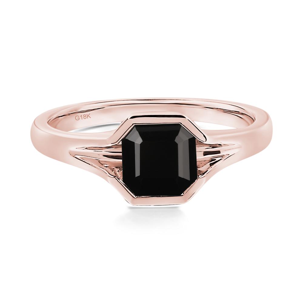 Asscher Cut Black Spinel Ring - LUO Jewelry #metal_18k rose gold