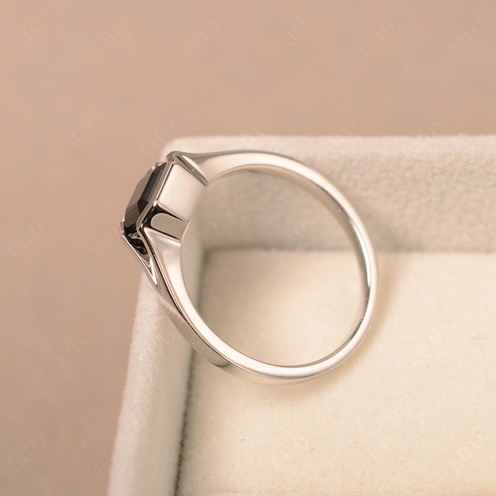 Asscher Cut Black Spinel Ring - LUO Jewelry 