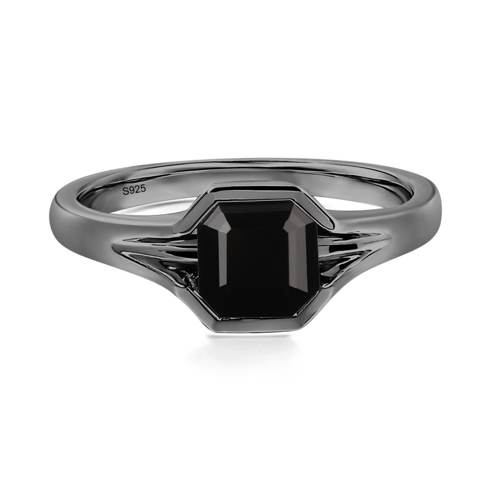 Asscher Cut Black Spinel Ring - LUO Jewelry #metal_black finish sterling silver