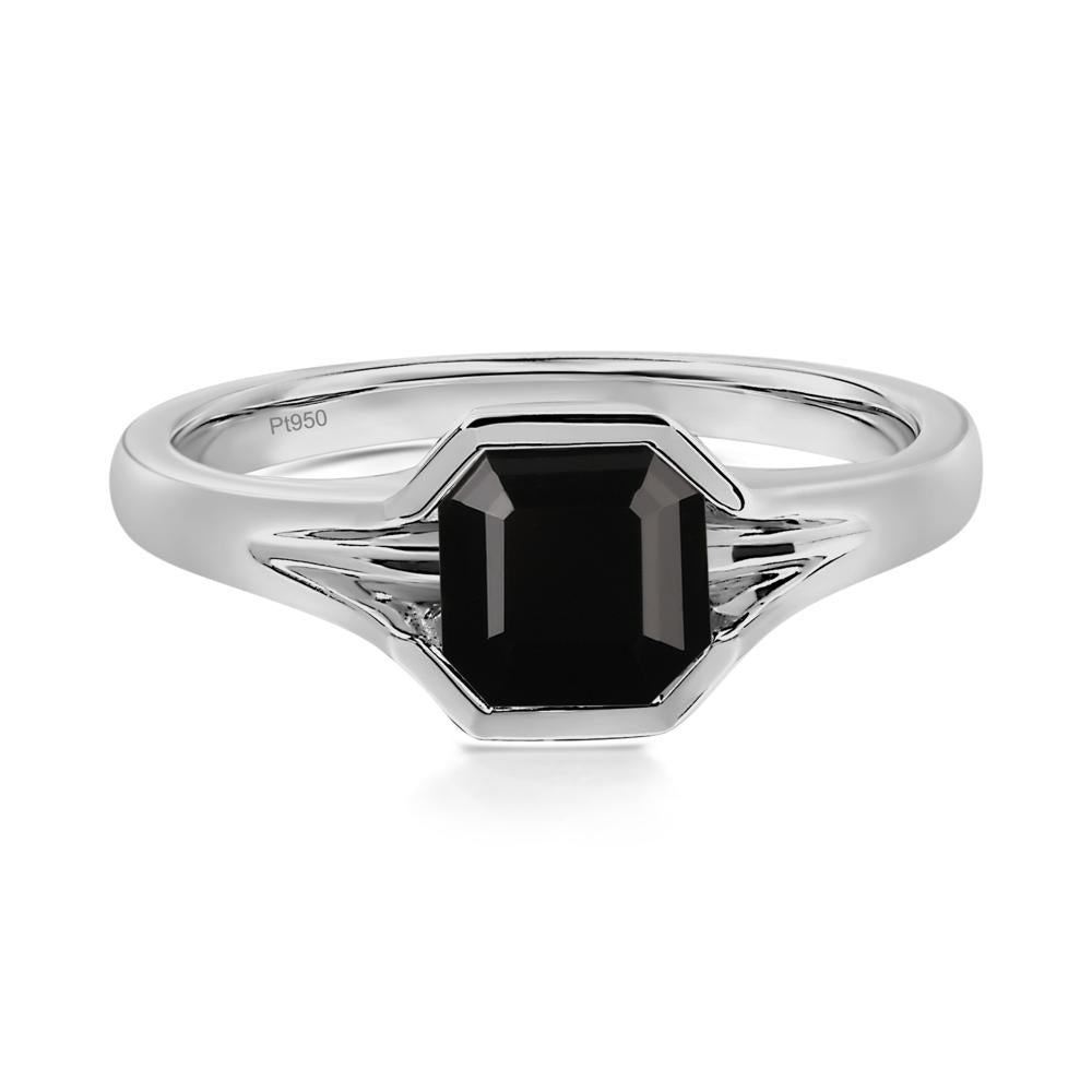 Asscher Cut Black Spinel Ring - LUO Jewelry #metal_platinum