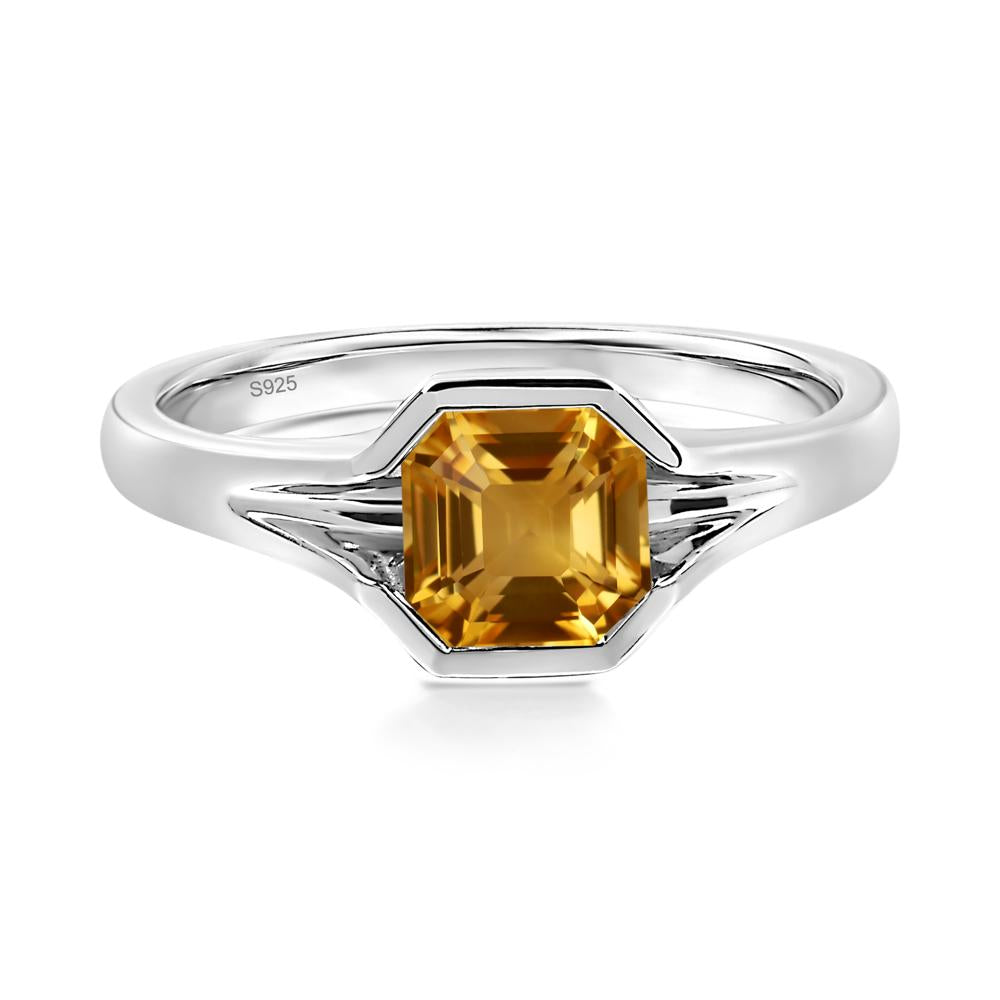 Citrine Bezel Set Engagement Ring - LUO Jewelry #metal_sterling silver