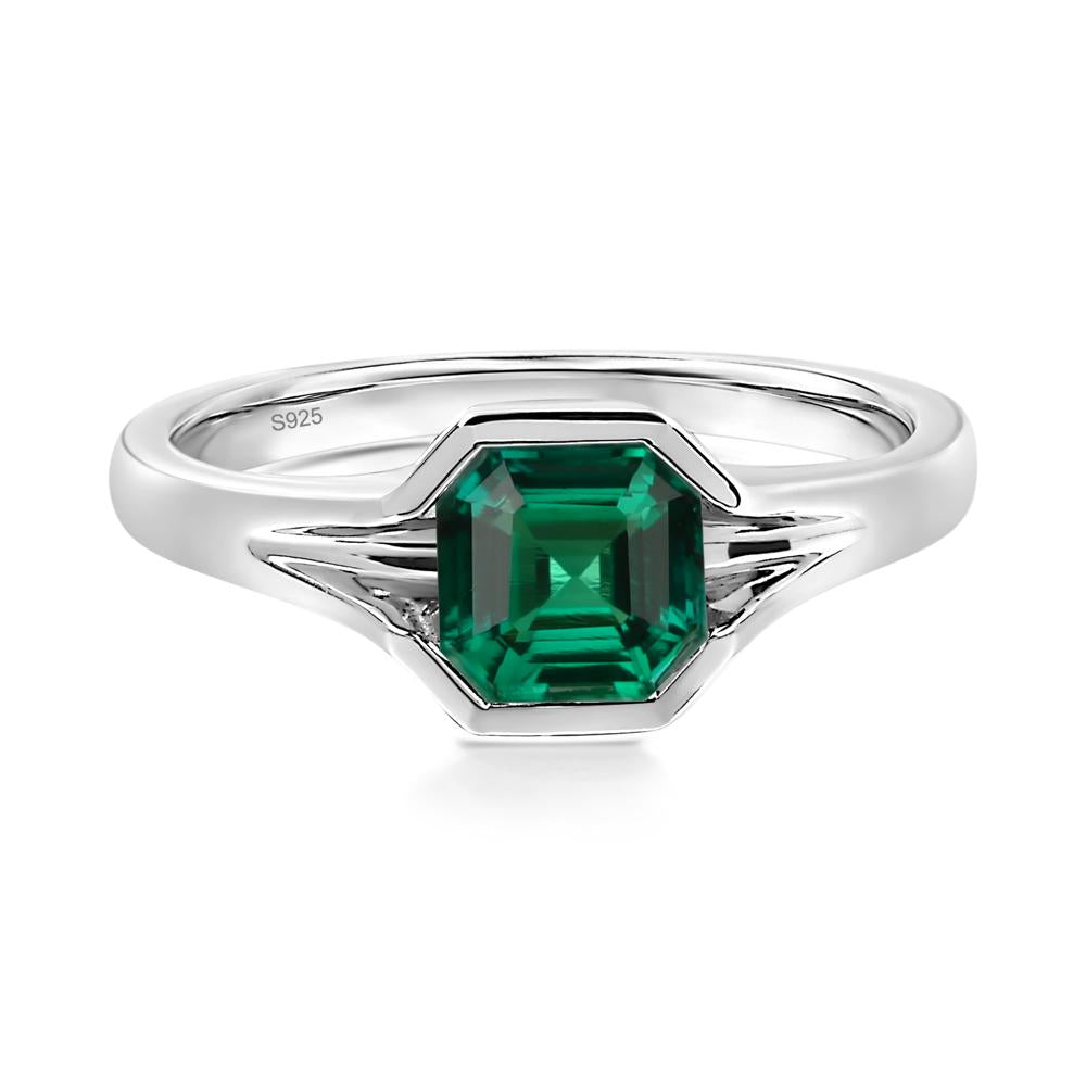 Emerald Bezel Solitaire Ring - LUO Jewelry #metal_sterling silver