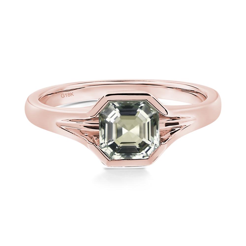 Green Amethyst Bezel Set Engagement Ring - LUO Jewelry #metal_18k rose gold