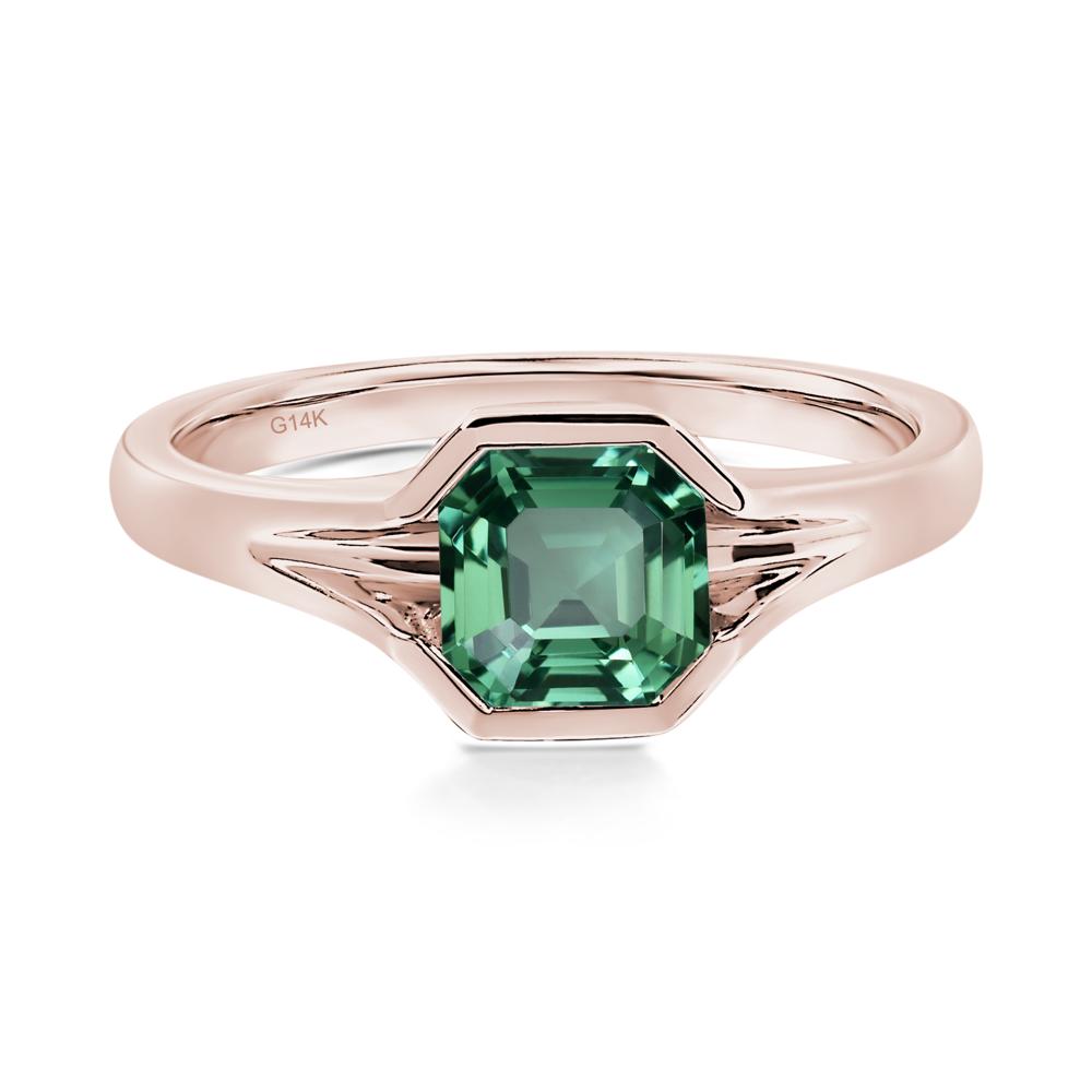 Green Sapphire Bezel Engagement Ring - LUO Jewelry #metal_14k rose gold