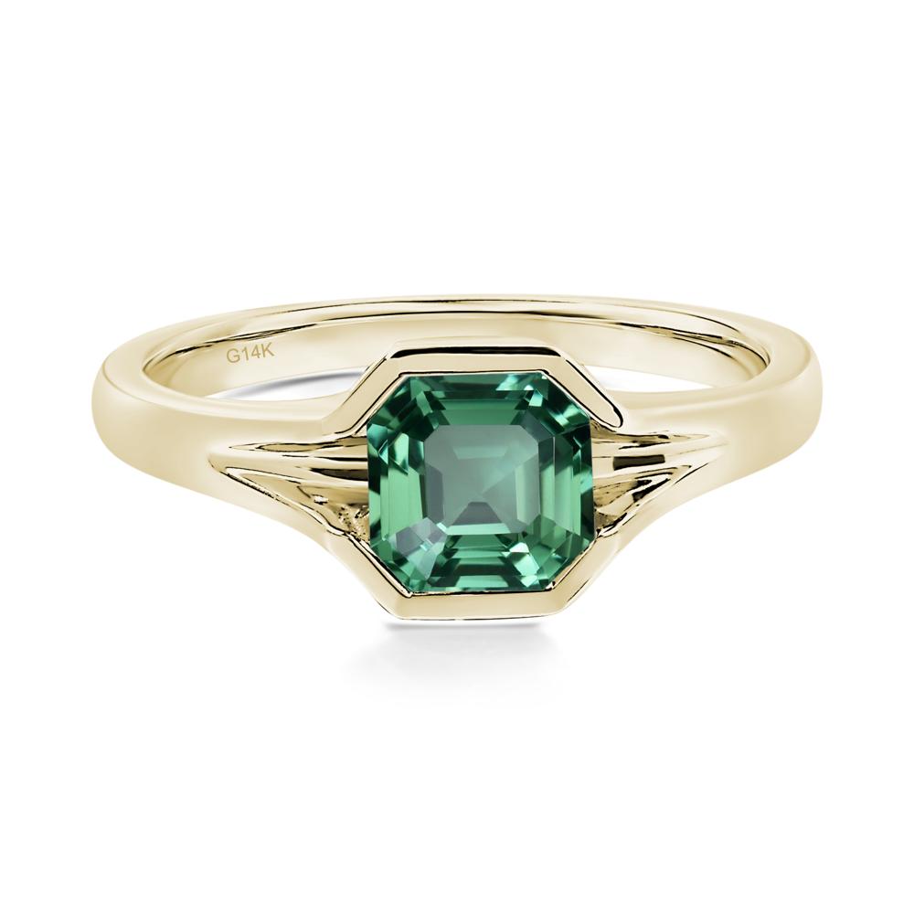 Green Sapphire Bezel Engagement Ring - LUO Jewelry #metal_14k yellow gold