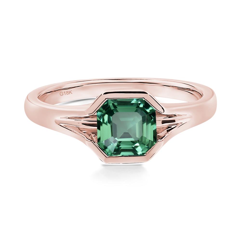 Green Sapphire Bezel Engagement Ring - LUO Jewelry #metal_18k rose gold