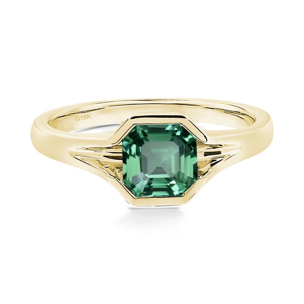 Green Sapphire Bezel Engagement Ring - LUO Jewelry #metal_18k yellow gold