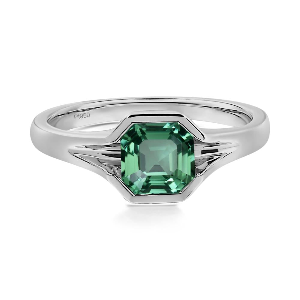 Green Sapphire Bezel Engagement Ring - LUO Jewelry #metal_platinum