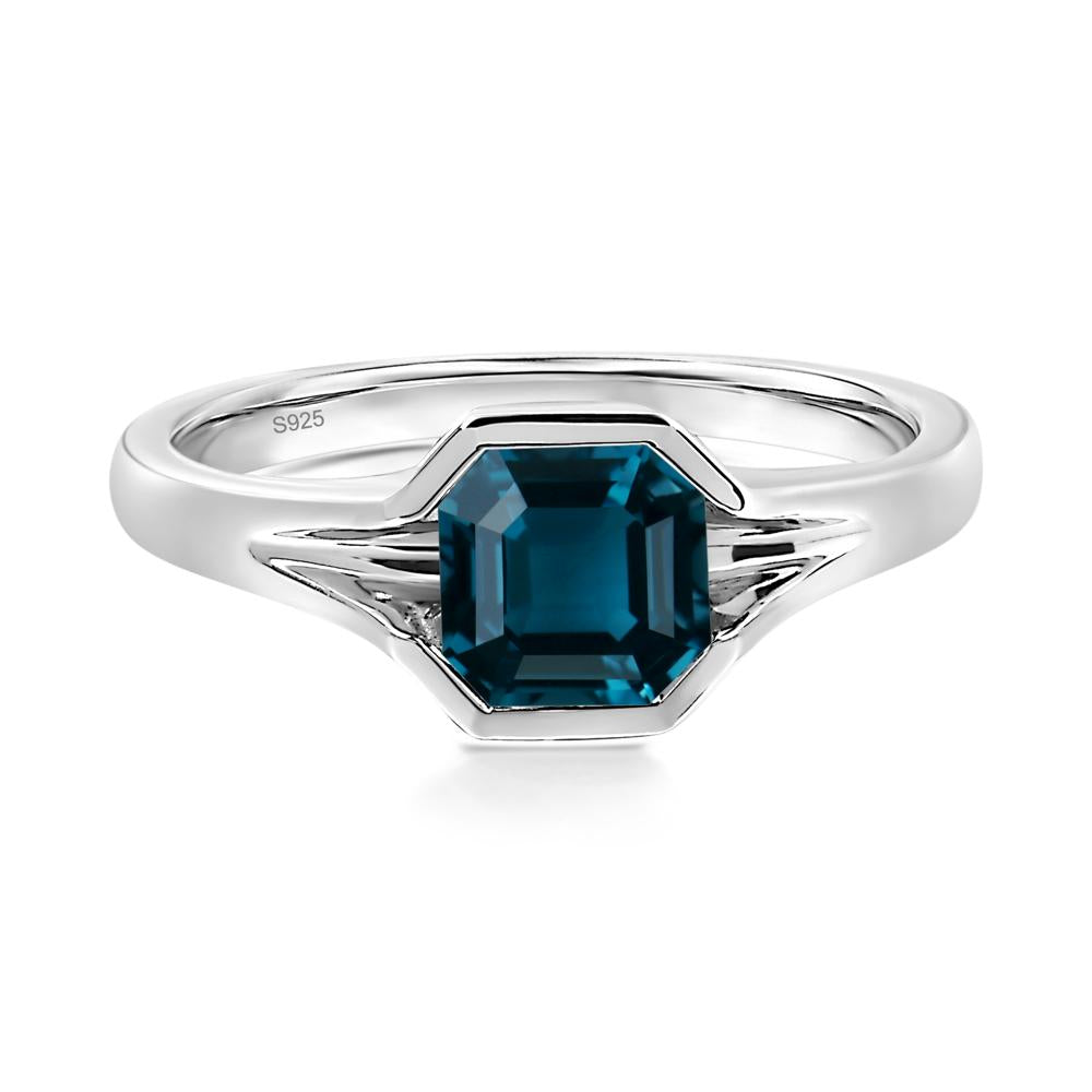 London Blue Topaz Bezel Solitaire Ring - LUO Jewelry #metal_sterling silver