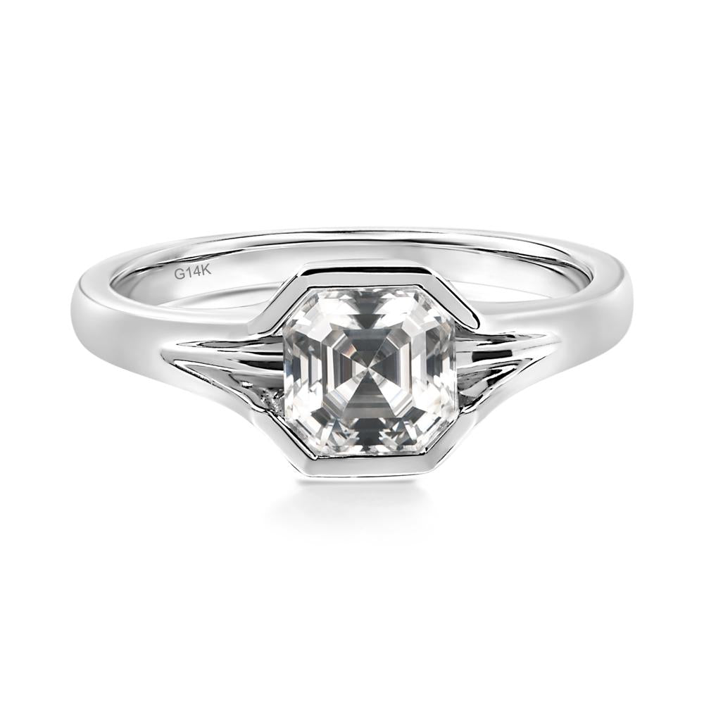 Asscher Cut Moissanite Ring - LUO Jewelry #metal_14k white gold