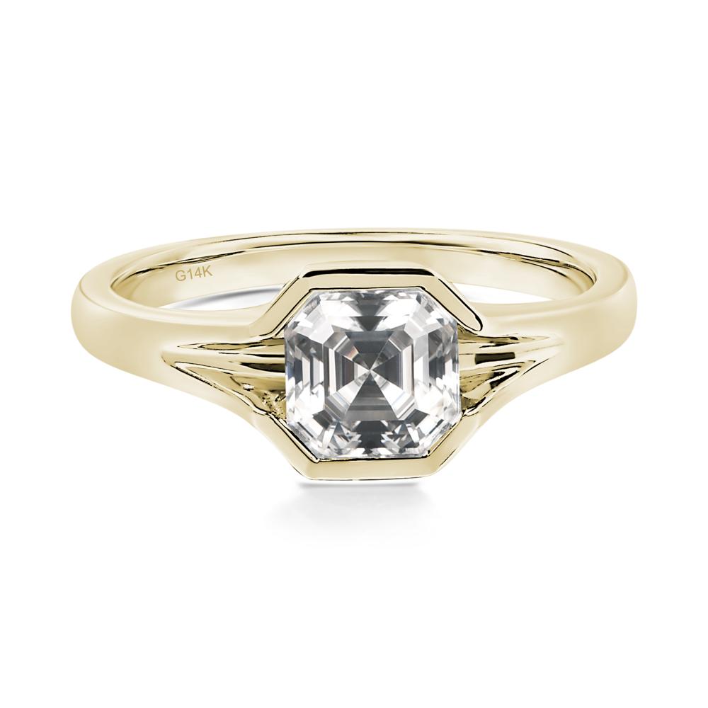 Asscher Cut Moissanite Ring - LUO Jewelry #metal_14k yellow gold