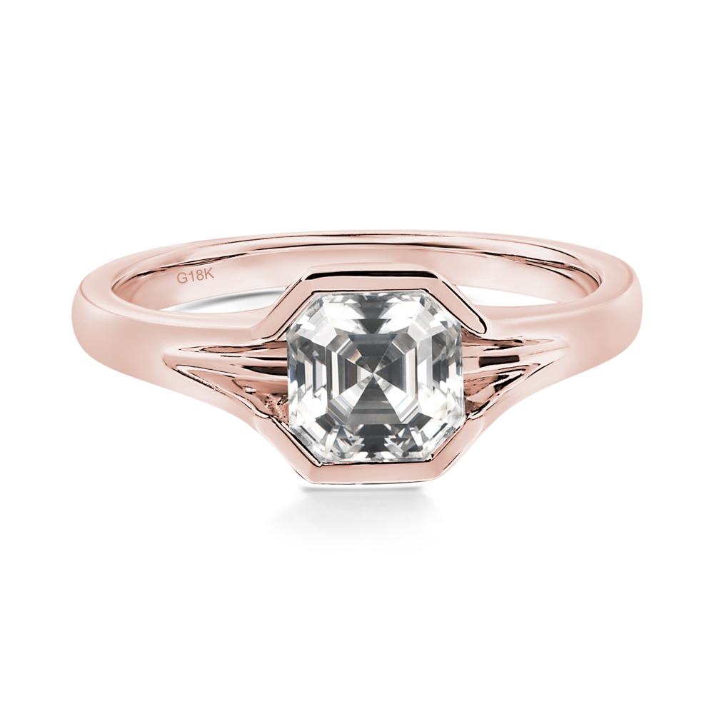 Asscher Cut Moissanite Ring - LUO Jewelry #metal_18k rose gold