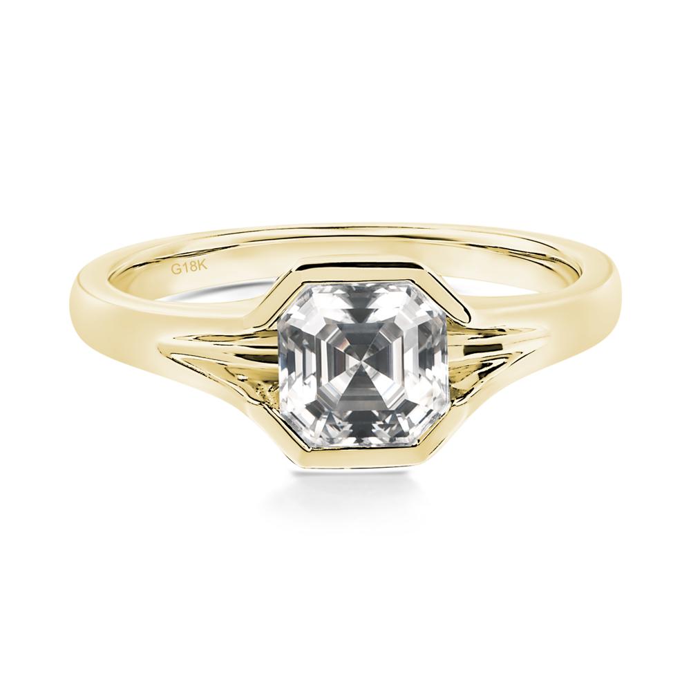 Asscher Cut Moissanite Ring - LUO Jewelry #metal_18k yellow gold