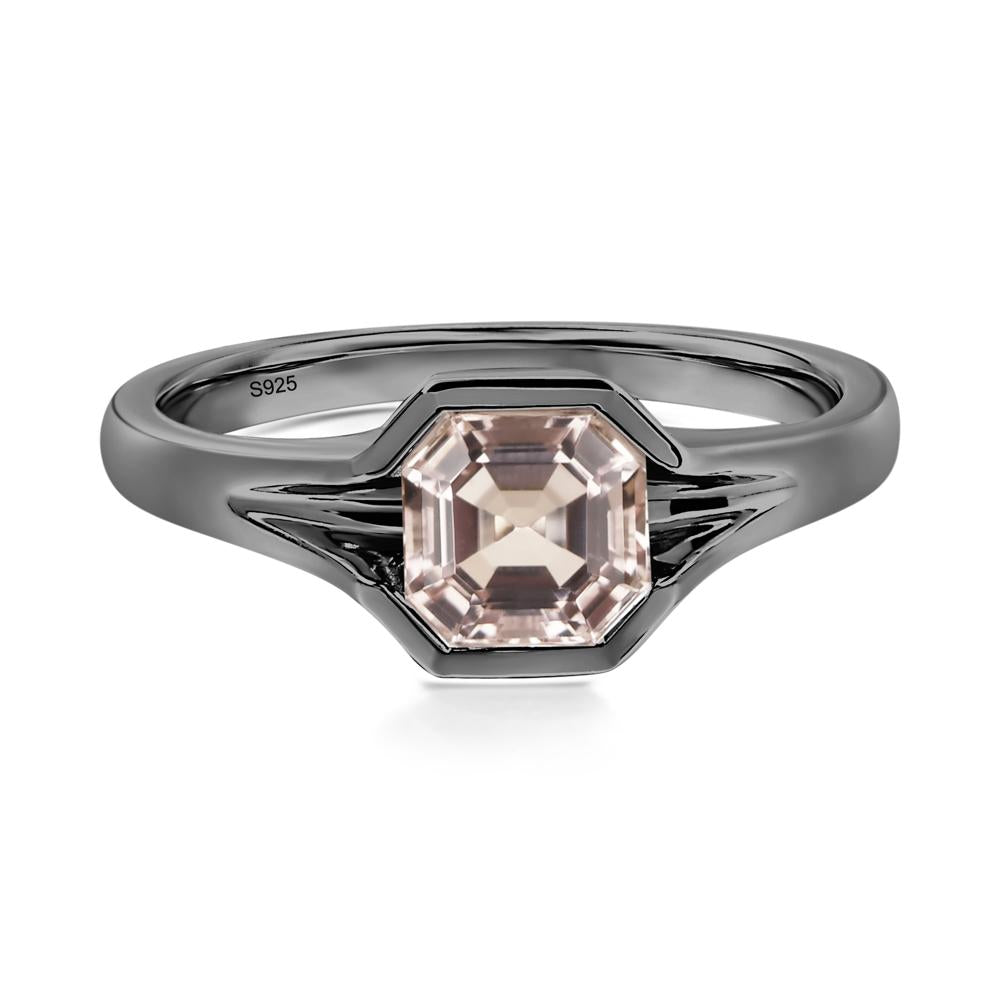 Morganite Bezel Set Engagement Ring - LUO Jewelry #metal_black finish sterling silver