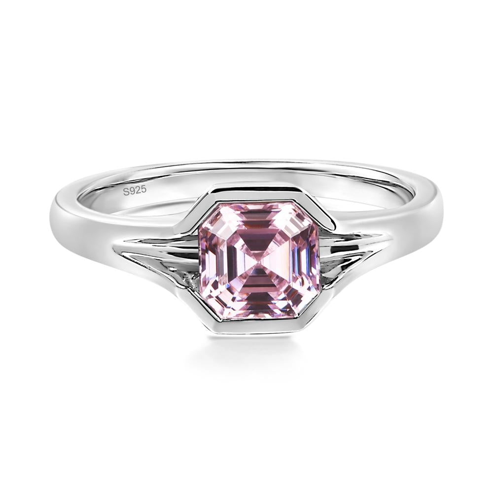 Pink Cubic Zirconia Bezel Engagement Ring - LUO Jewelry #metal_sterling silver