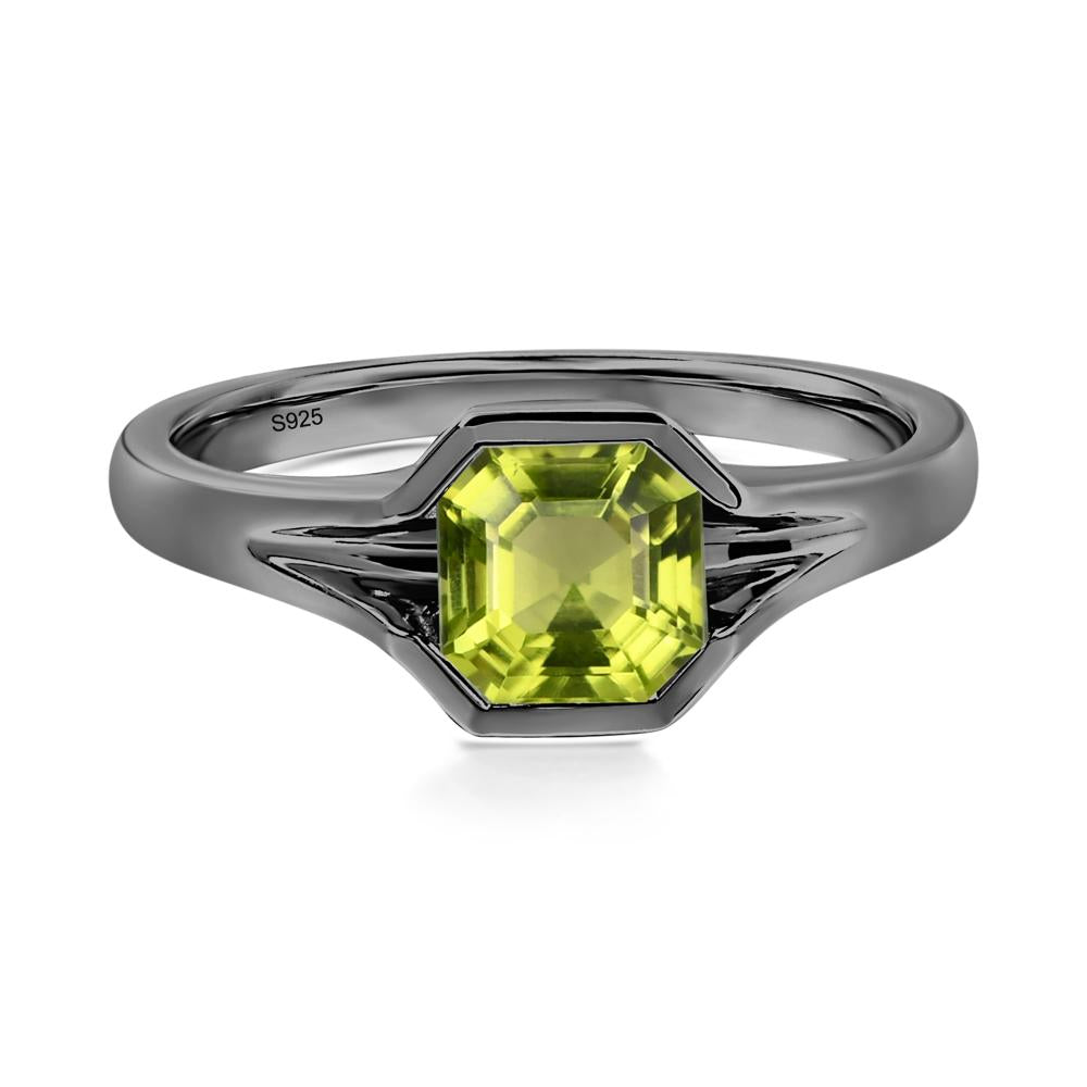 Peridot Bezel Solitaire Ring - LUO Jewelry #metal_black finish sterling silver