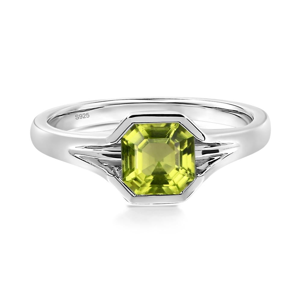 Peridot Bezel Solitaire Ring - LUO Jewelry #metal_sterling silver