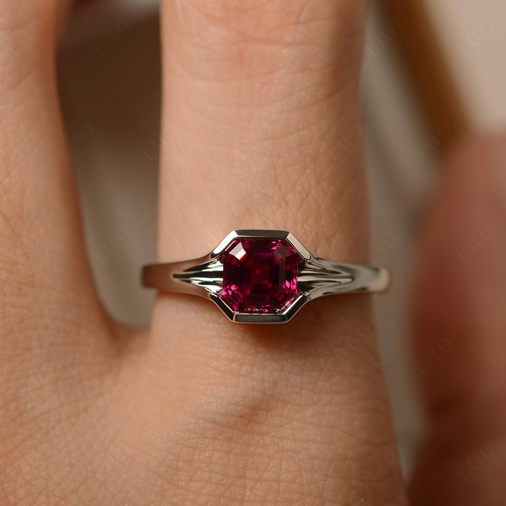 Asscher Cut Ruby Ring - LUO Jewelry 