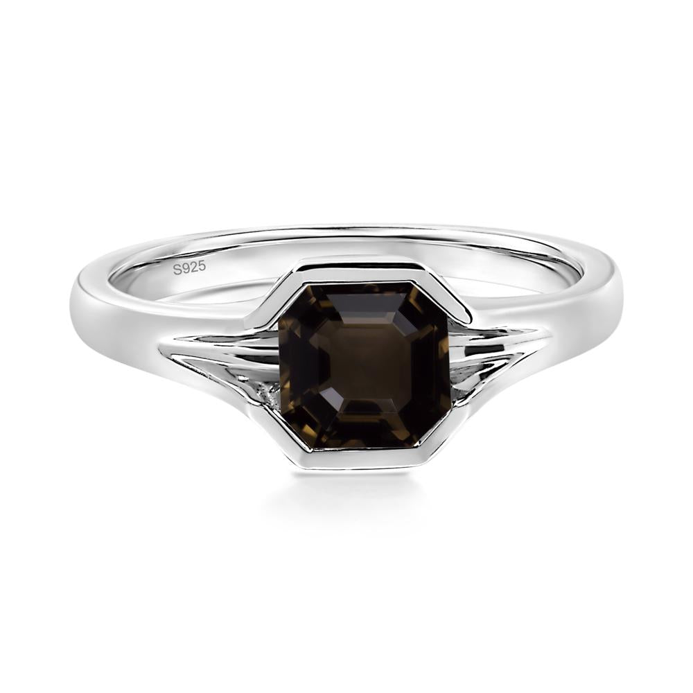 Smoky Quartz Bezel Engagement Ring - LUO Jewelry #metal_sterling silver