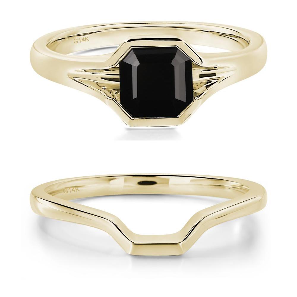 Asscher Cut Black Spinel Ring - LUO Jewelry #metal_14k yellow gold