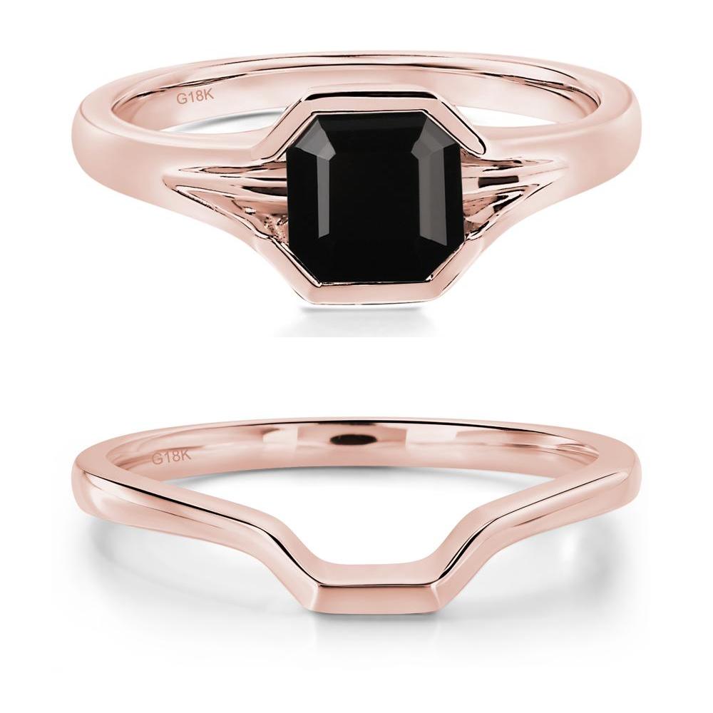 Asscher Cut Black Spinel Ring - LUO Jewelry #metal_18k rose gold