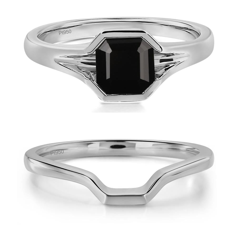 Asscher Cut Black Spinel Ring - LUO Jewelry #metal_platinum