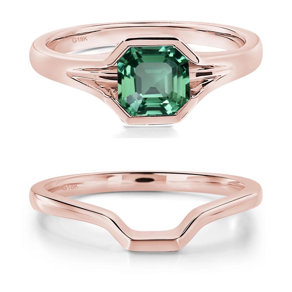 Green Sapphire Bezel Engagement Ring - LUO Jewelry #metal_18k rose gold