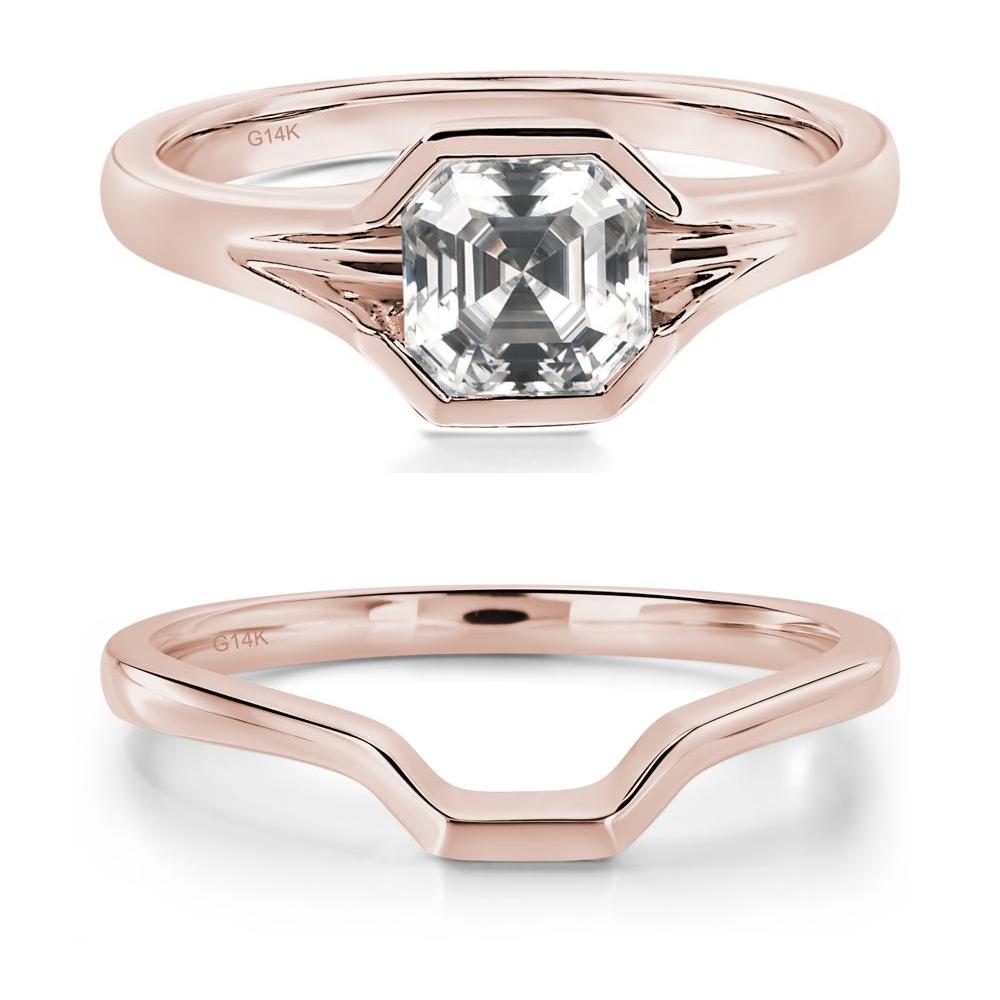 Asscher Cut Moissanite Ring - LUO Jewelry #metal_14k rose gold