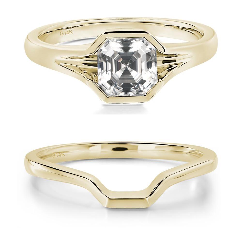 Asscher Cut Moissanite Ring - LUO Jewelry #metal_14k yellow gold