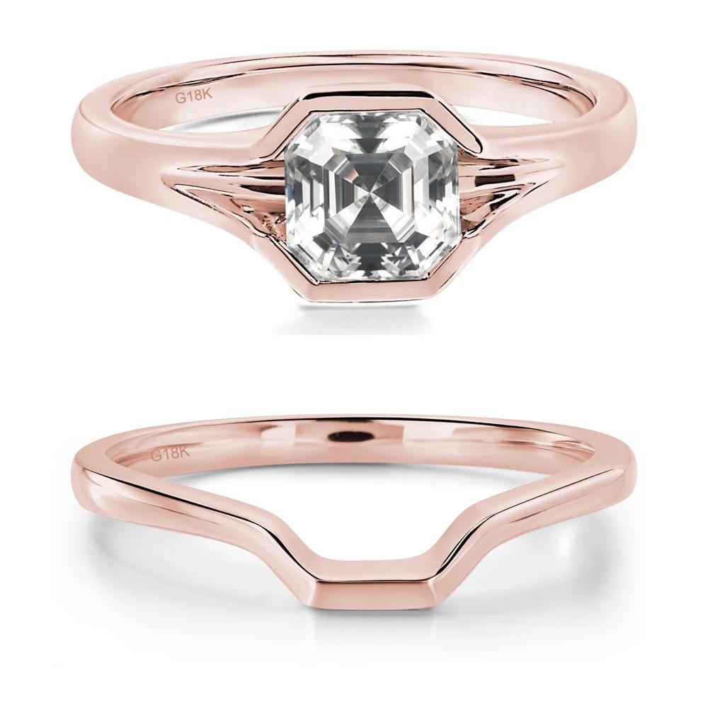 Asscher Cut Moissanite Ring - LUO Jewelry #metal_18k rose gold