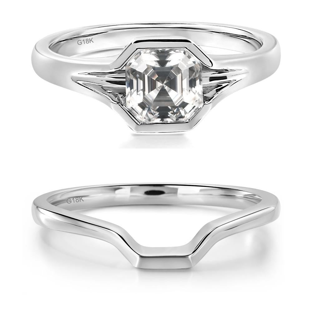 Asscher Cut Moissanite Ring - LUO Jewelry #metal_18k white gold