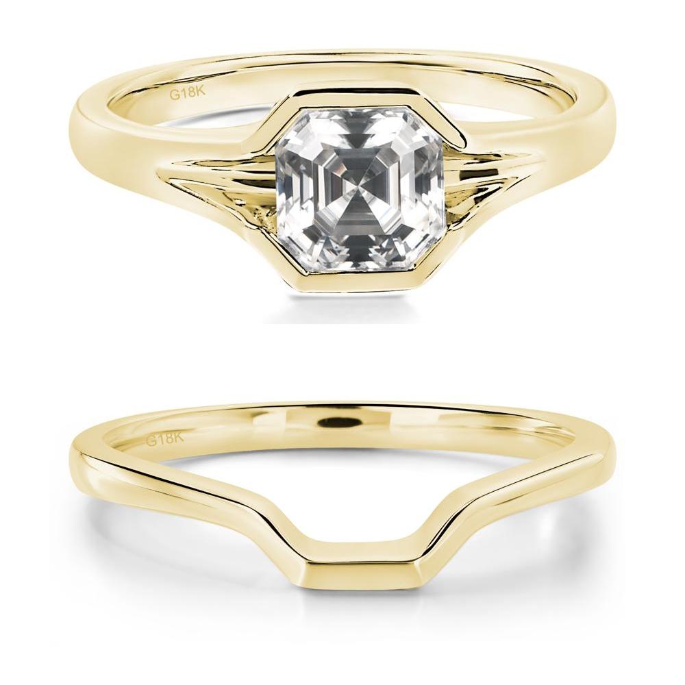 Asscher Cut Moissanite Ring - LUO Jewelry #metal_18k yellow gold