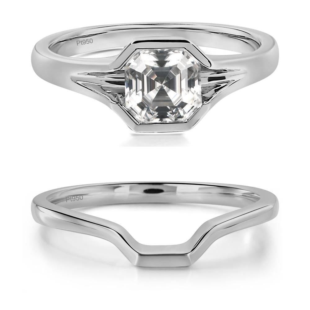 Asscher Cut Moissanite Ring - LUO Jewelry #metal_platinum