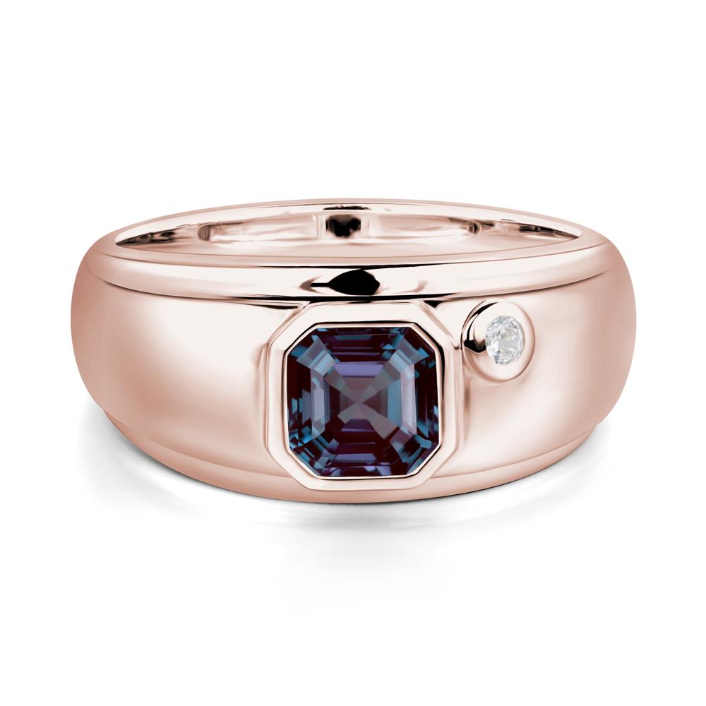 Asscher Cut Alexandrite Men's Ring - LUO Jewelry #metal_14k rose gold