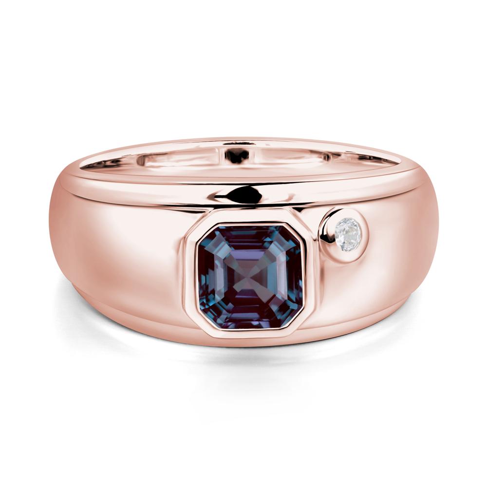 Asscher Cut Alexandrite Men's Ring - LUO Jewelry #metal_18k rose gold