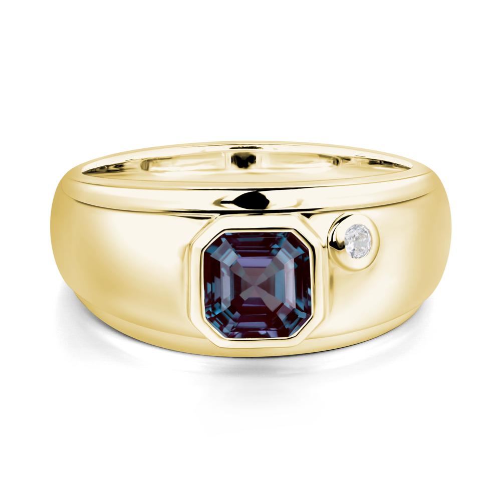 Asscher Cut Alexandrite Men's Ring - LUO Jewelry #metal_18k yellow gold