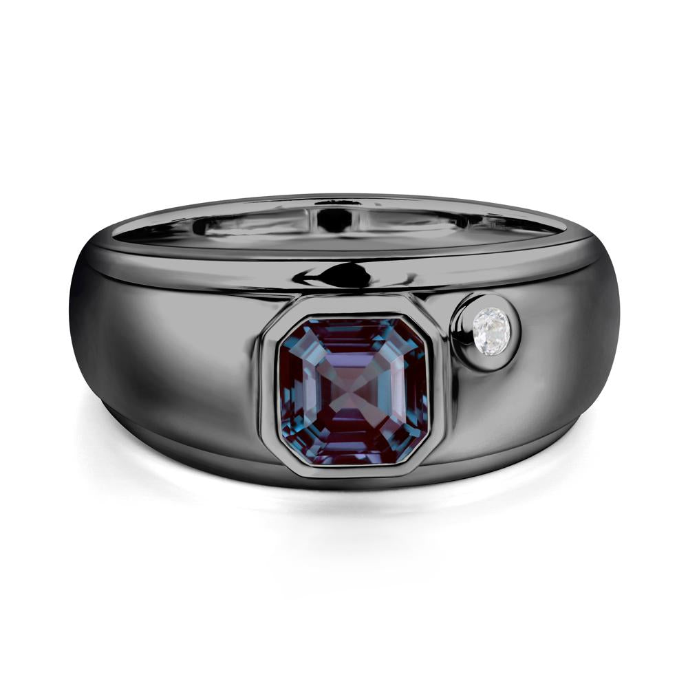 Asscher Cut Alexandrite Men's Ring - LUO Jewelry #metal_black finish sterling silver