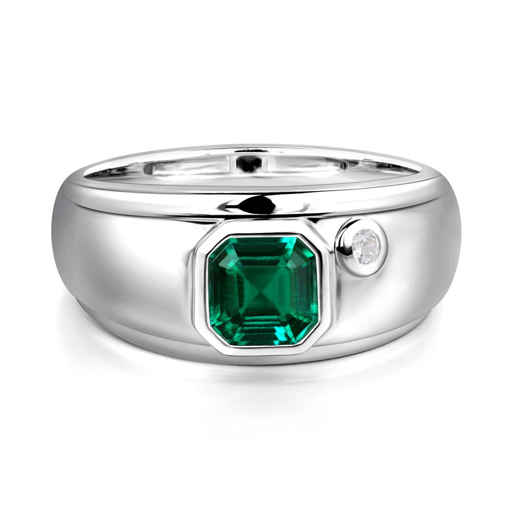 Men'S Emerald Ring - LUO Jewelry #metal_14k white gold