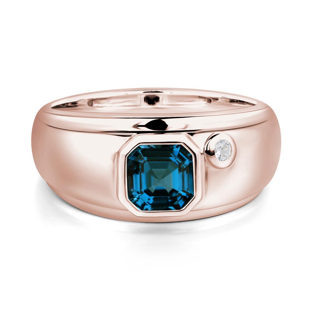 Men's London Blue Topaz Ring - LUO Jewelry #metal_14k rose gold