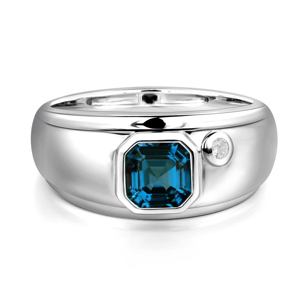 Men's London Blue Topaz Ring - LUO Jewelry #metal_14k white gold