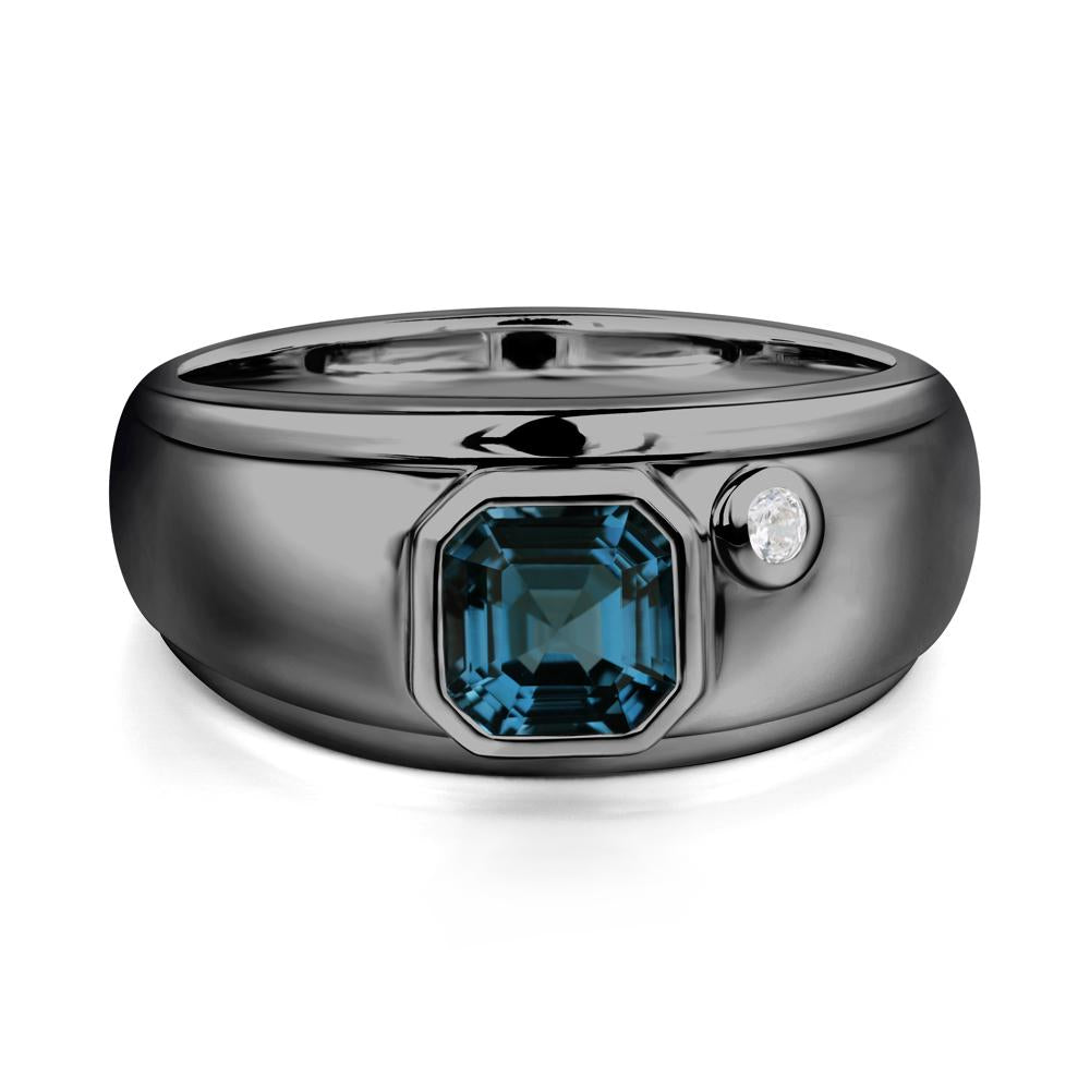 Men's London Blue Topaz Ring - LUO Jewelry #metal_black finish sterling silver