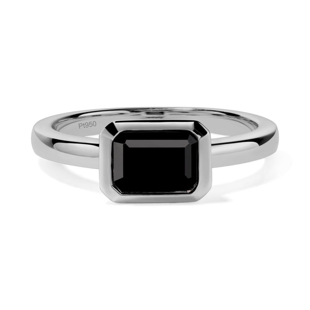 Black Spinel Bezel Emerald Cut Engagement Ring - LUO Jewelry #metal_platinum